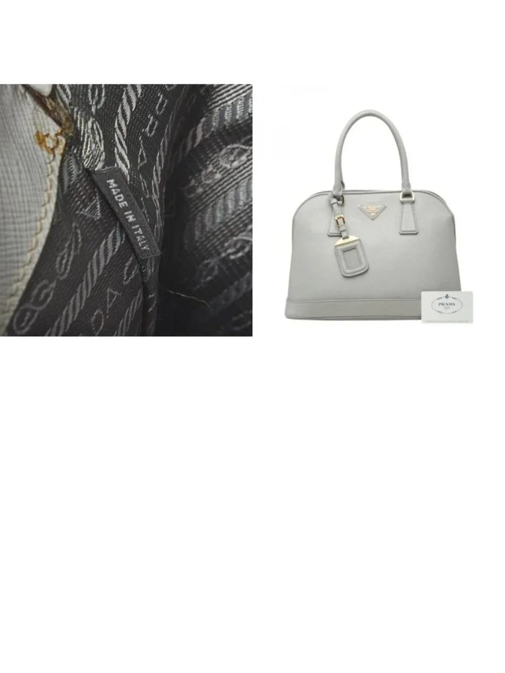 Prada Handbag Blue Gray Leather